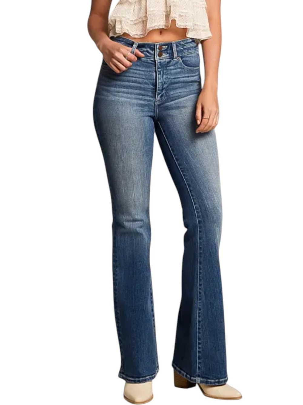 High-Rise Flare Parker  Jeans in Medium Wash Blue Size 30 X 35.5